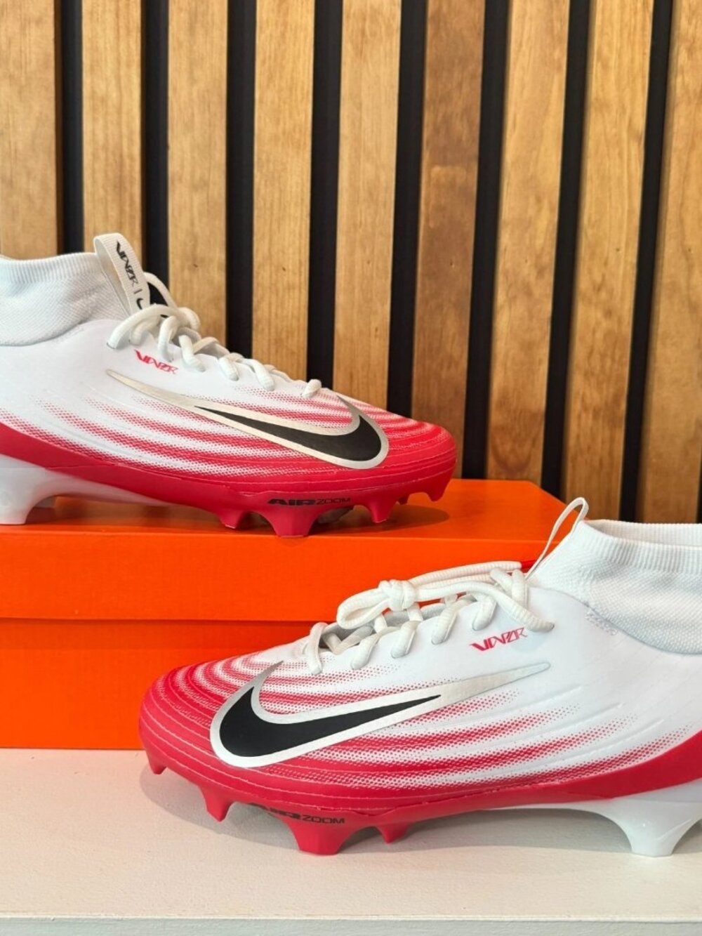 SIZE 8.5 - Nike Air Zoom Vapor Pro 1 White Red Black FB3298-102 Football Cleats